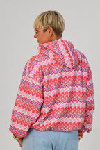 Blouson mit Kapuze im Balloon-Style, rosa gemustert