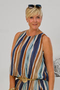 Top mit Längsstreifen, blau-taupe