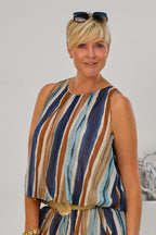 Top mit Längsstreifen, blau-taupe