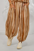 Haremshose mit Längsstreifen, taupe-braun