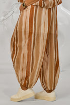 Haremshose mit Längsstreifen, taupe-braun