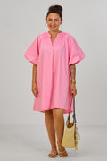 Kleid/Tunika mit Puff-Ärmeln, rosa