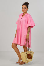Kleid/Tunika mit Puff-Ärmeln, rosa