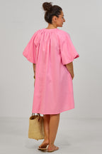 Kleid/Tunika mit Puff-Ärmeln, rosa