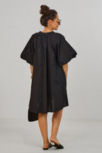 Kleid/Tunika mit Puff-Ärmeln, schwarz