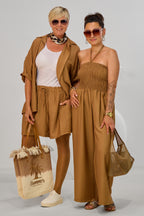 Gesmokter Overall, camel
