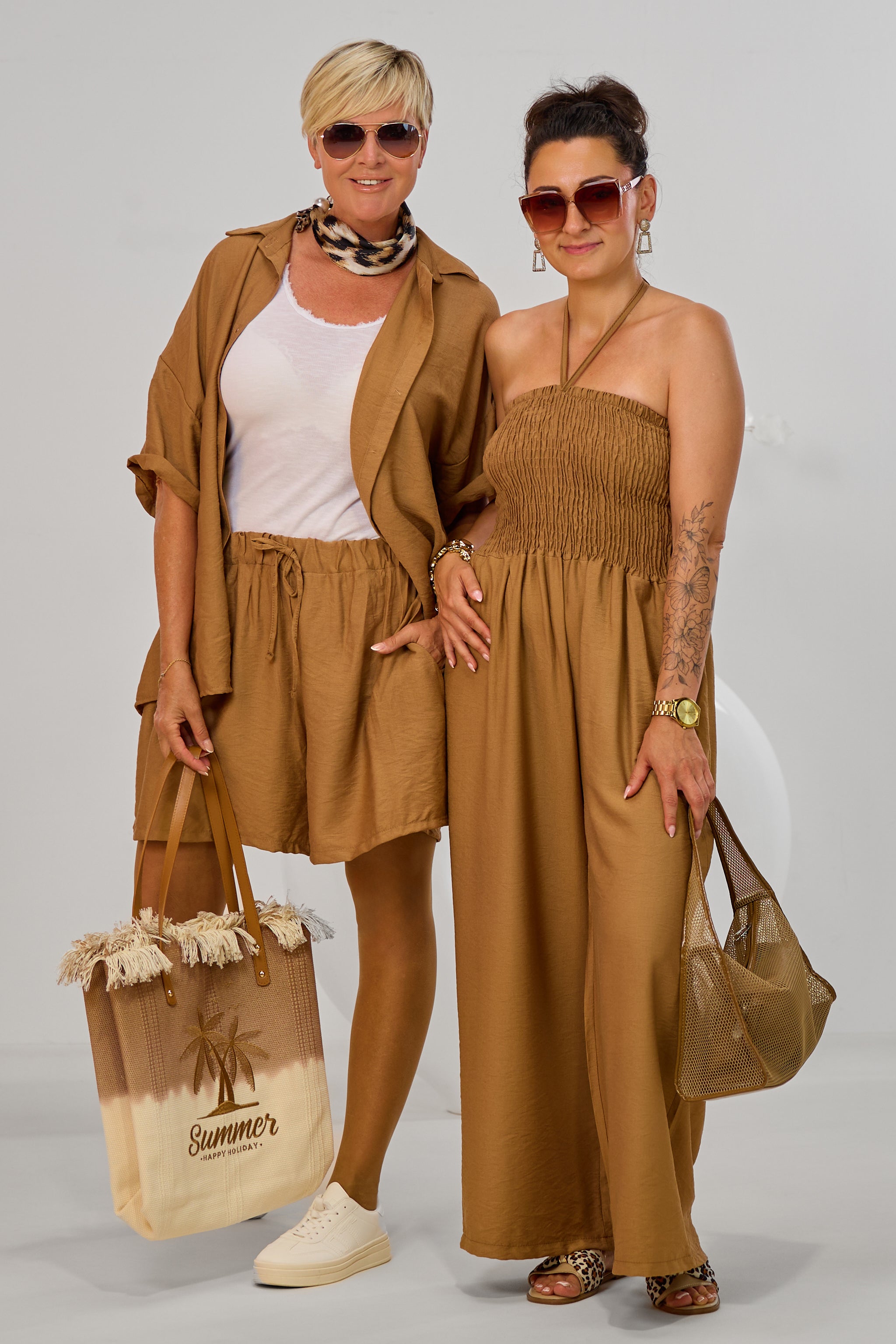 Gesmokter Overall, camel
