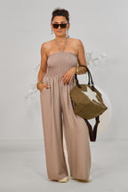 Gesmokter Overall, taupe