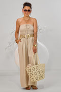 Gesmokter Overall, beige