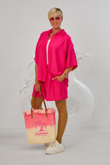 2-piece blouse and shorts set, pink
