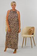Langes, weiches Neckholder Kleid, leo