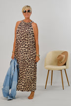 Langes, weiches Neckholder Kleid, leo