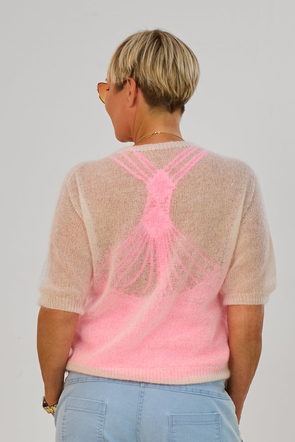 Leichter Mohair Strickpulli, ecru