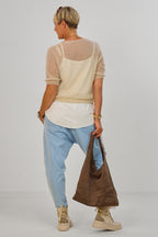 Leichter Mohair Strickpulli, creme