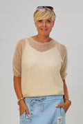 Leichter Mohair Strickpulli, creme