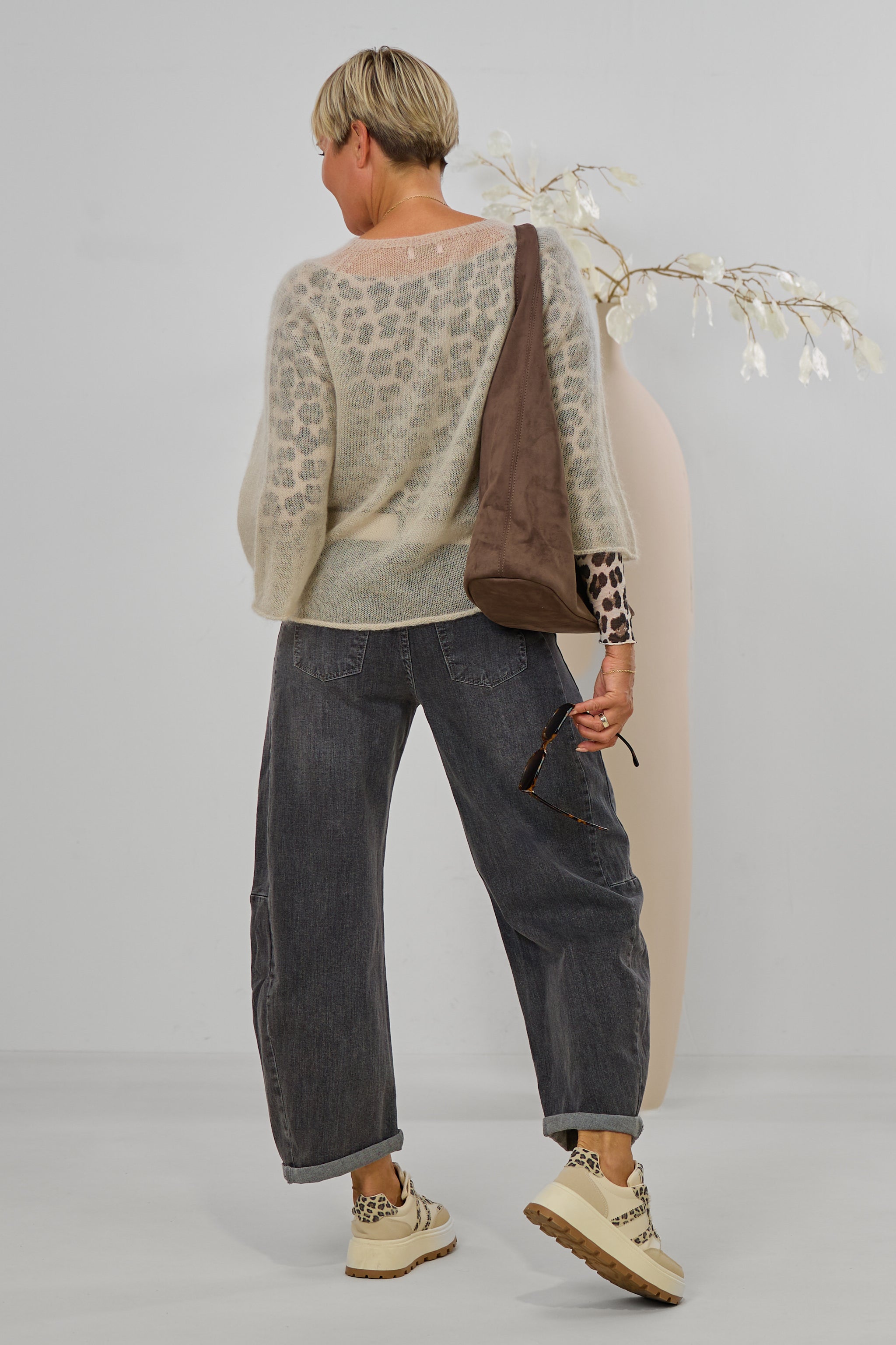 Leichter Mohair Strickpulli, beige