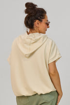 Cozy kurzarm Hoodie im Balloon-Style, beige