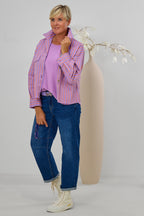 Jeans Hemdjacke gestreift, flieder-orange