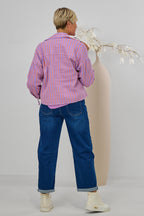 Jeans Hemdjacke gestreift, flieder-orange