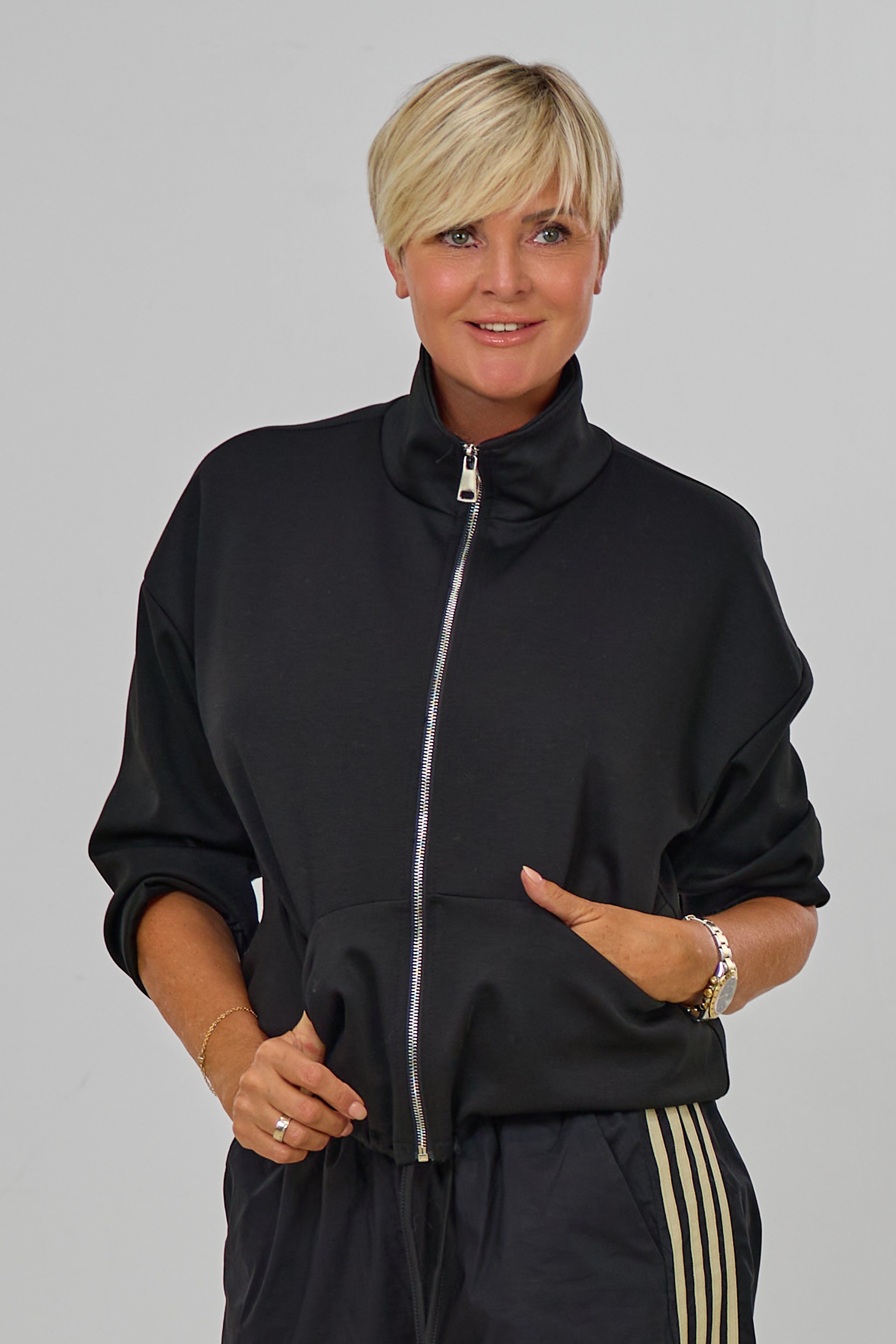 Cozy Oversized Jacke, schwarz