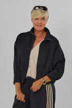 Cozy Oversized Jacke, schwarz