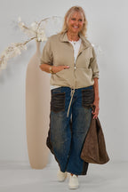 Cozy Oversized Jacke, dunkelbeige