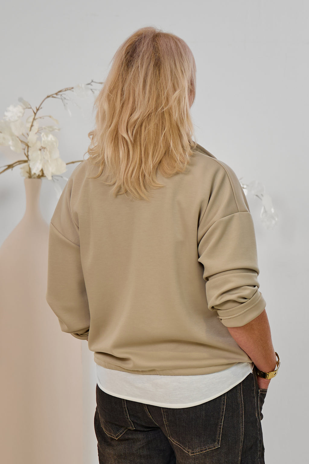 Cozy Oversized Jacke, dunkelbeige