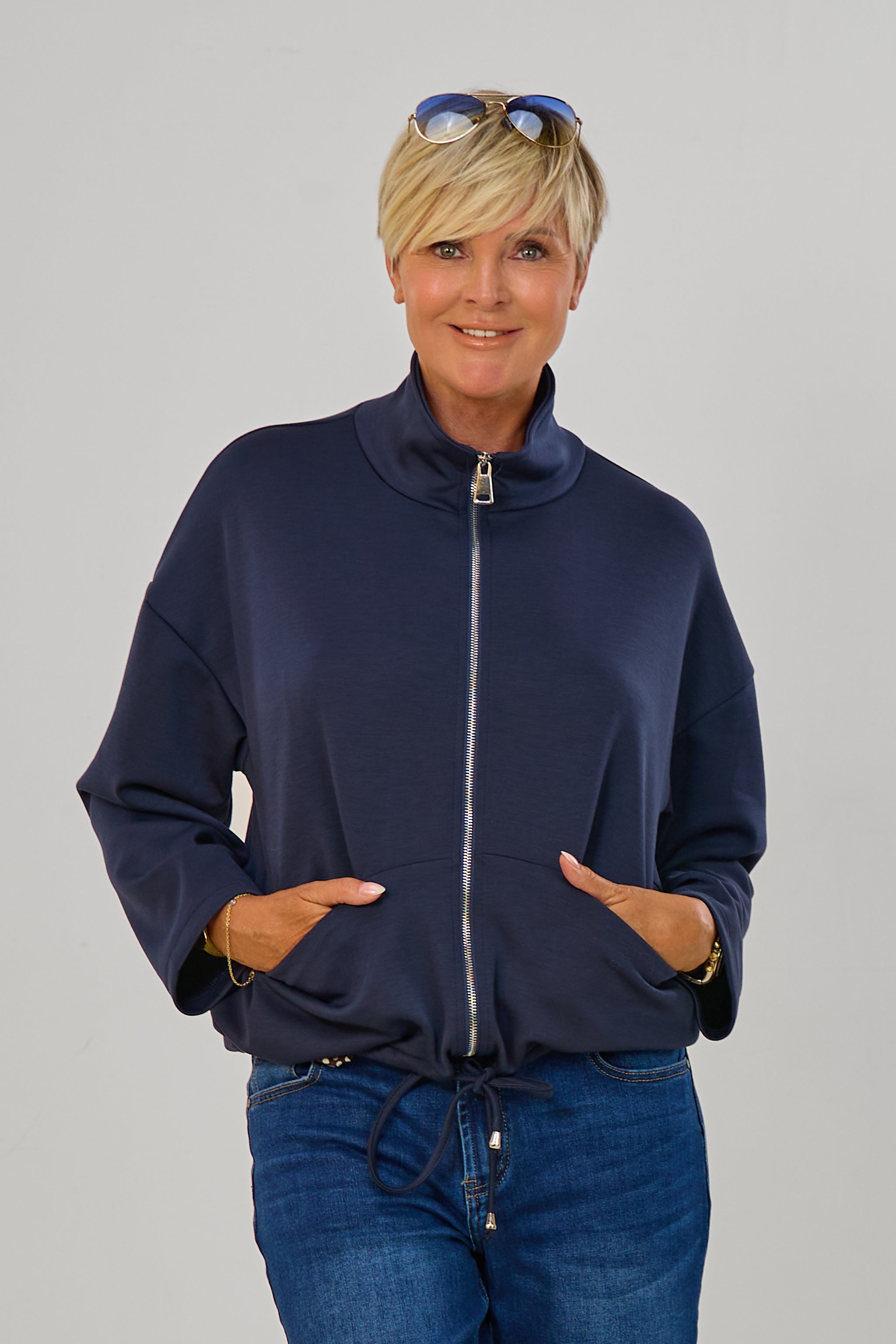 Cozy Oversized Jacke, marineblau