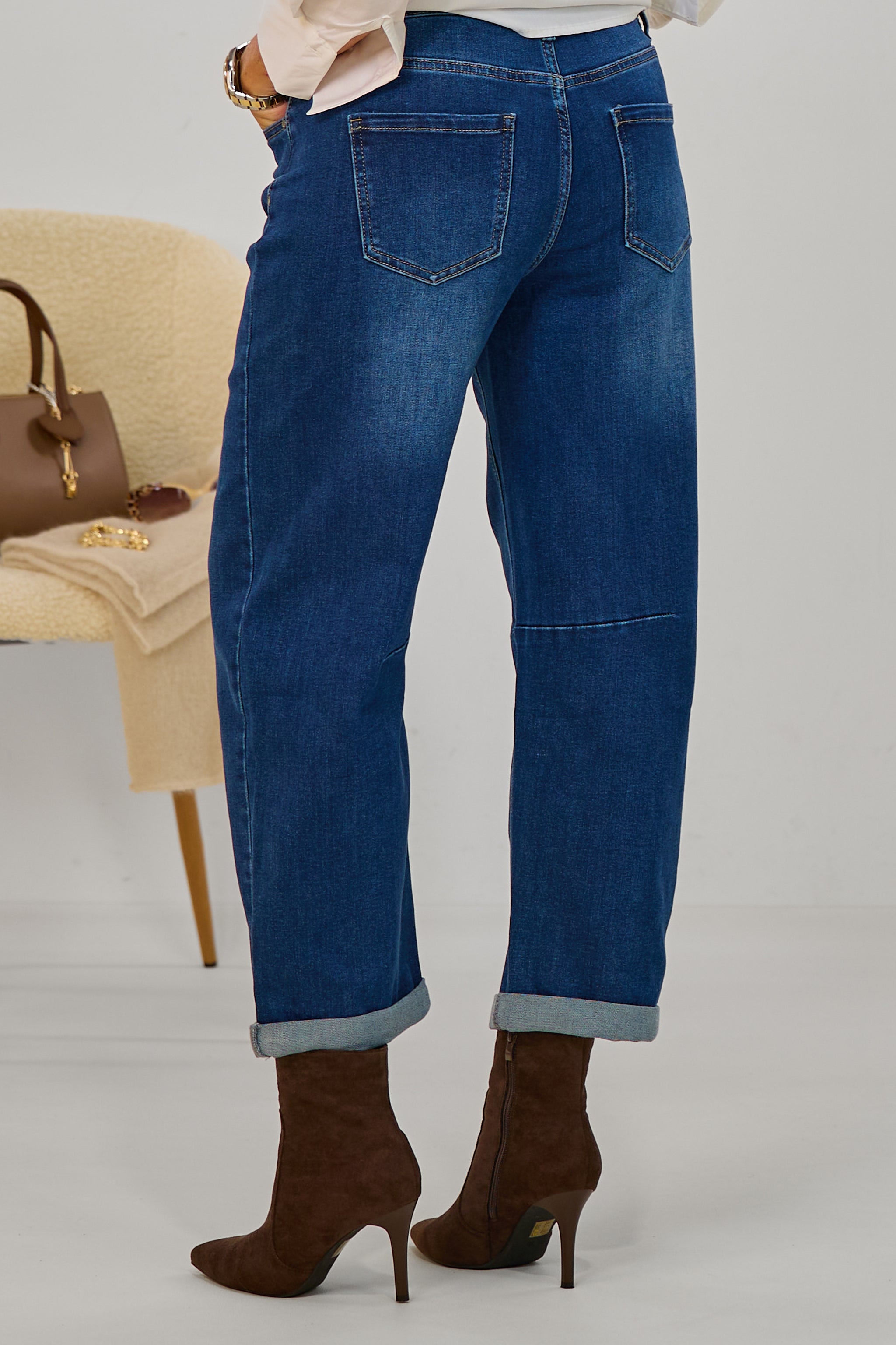 "Barrel"-Jeans, denim