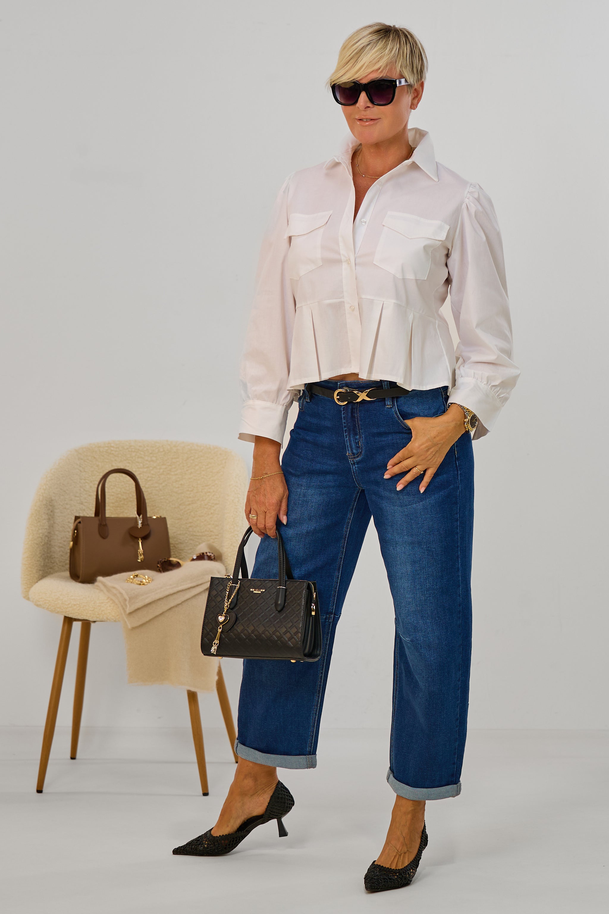 Bluse mit Schößchen, weiß