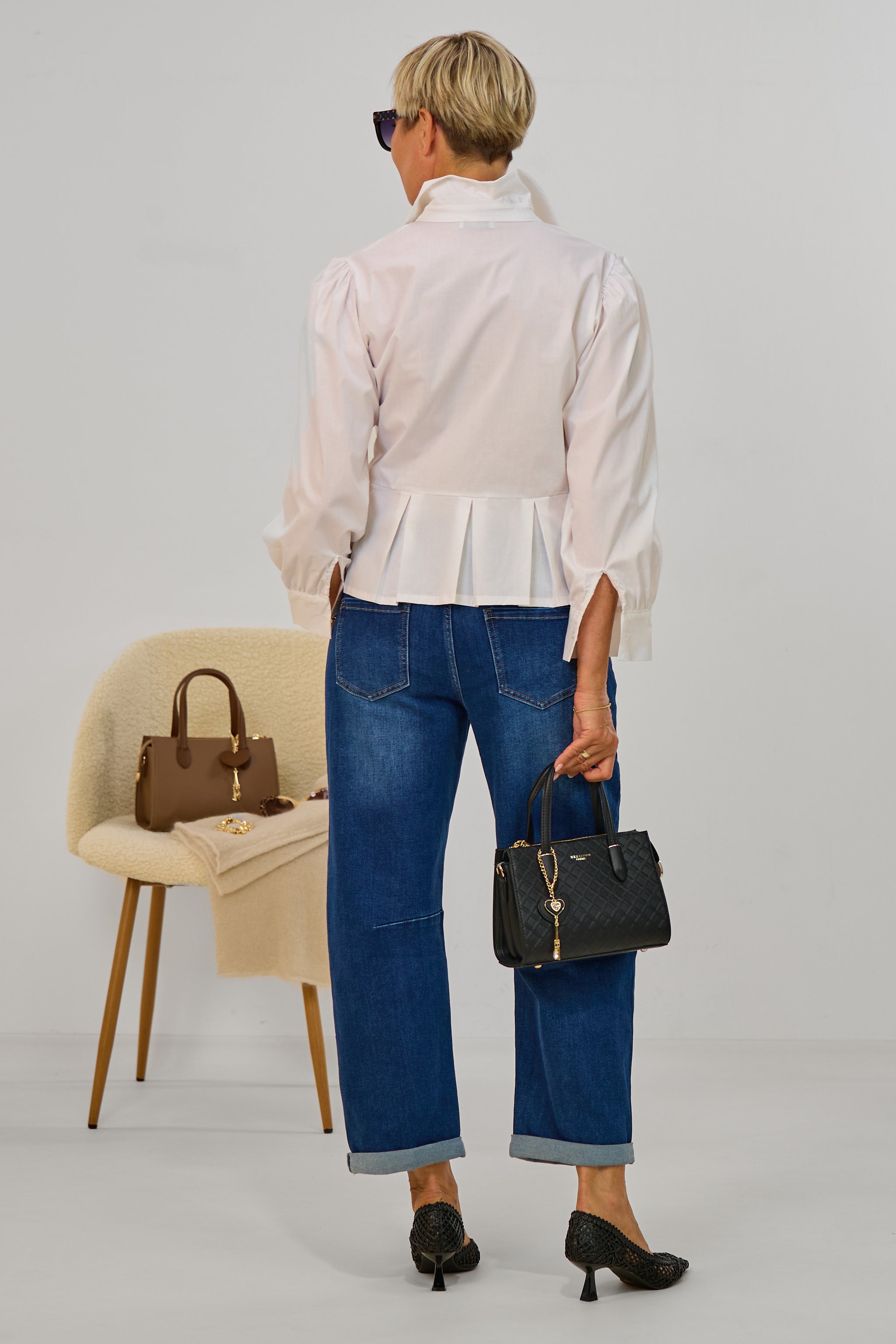 Bluse mit Schößchen, weiß