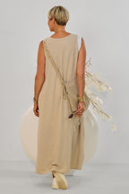 Maxikleid mit Broschen, beige