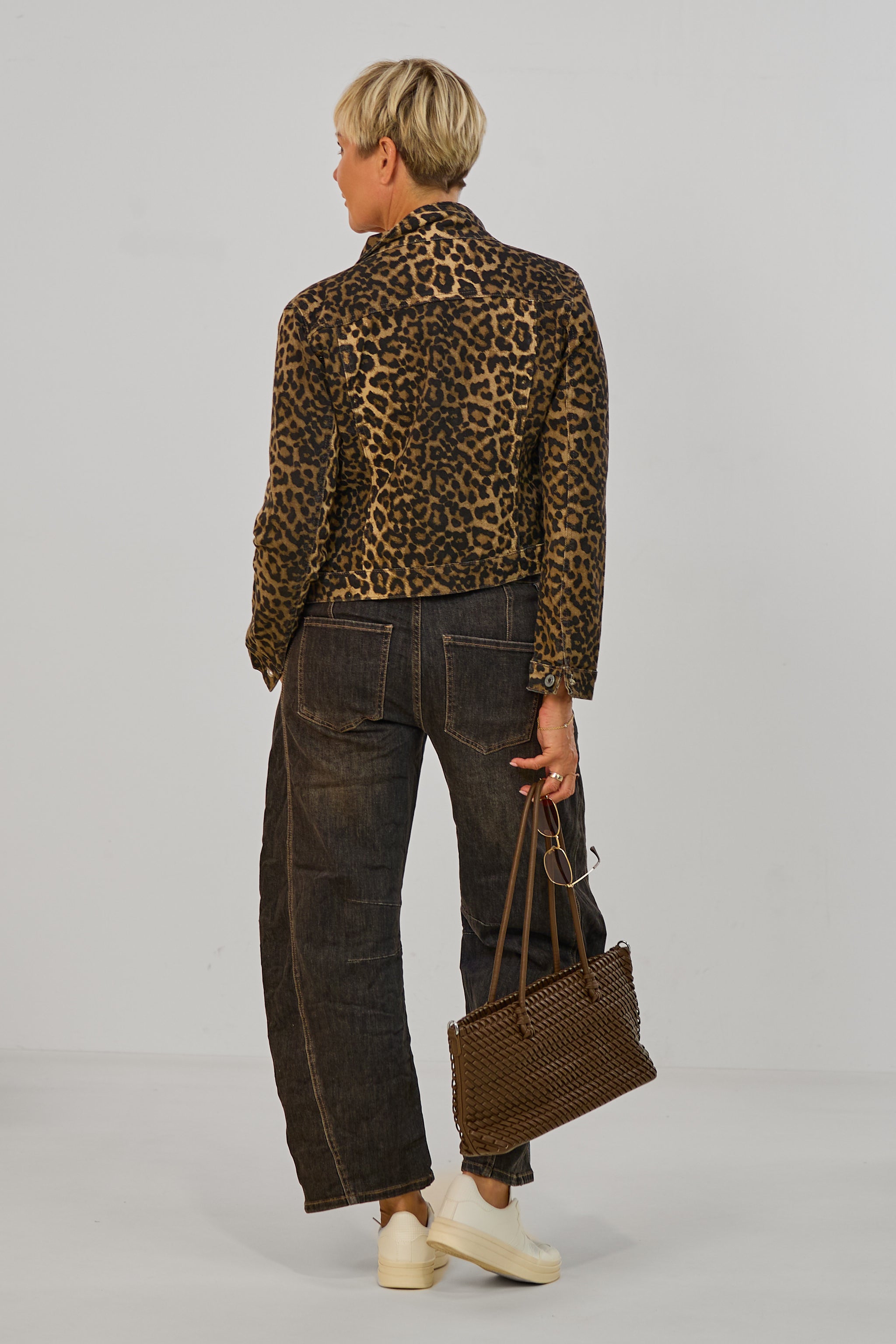 Jeansjacke im Leo-Look, leo