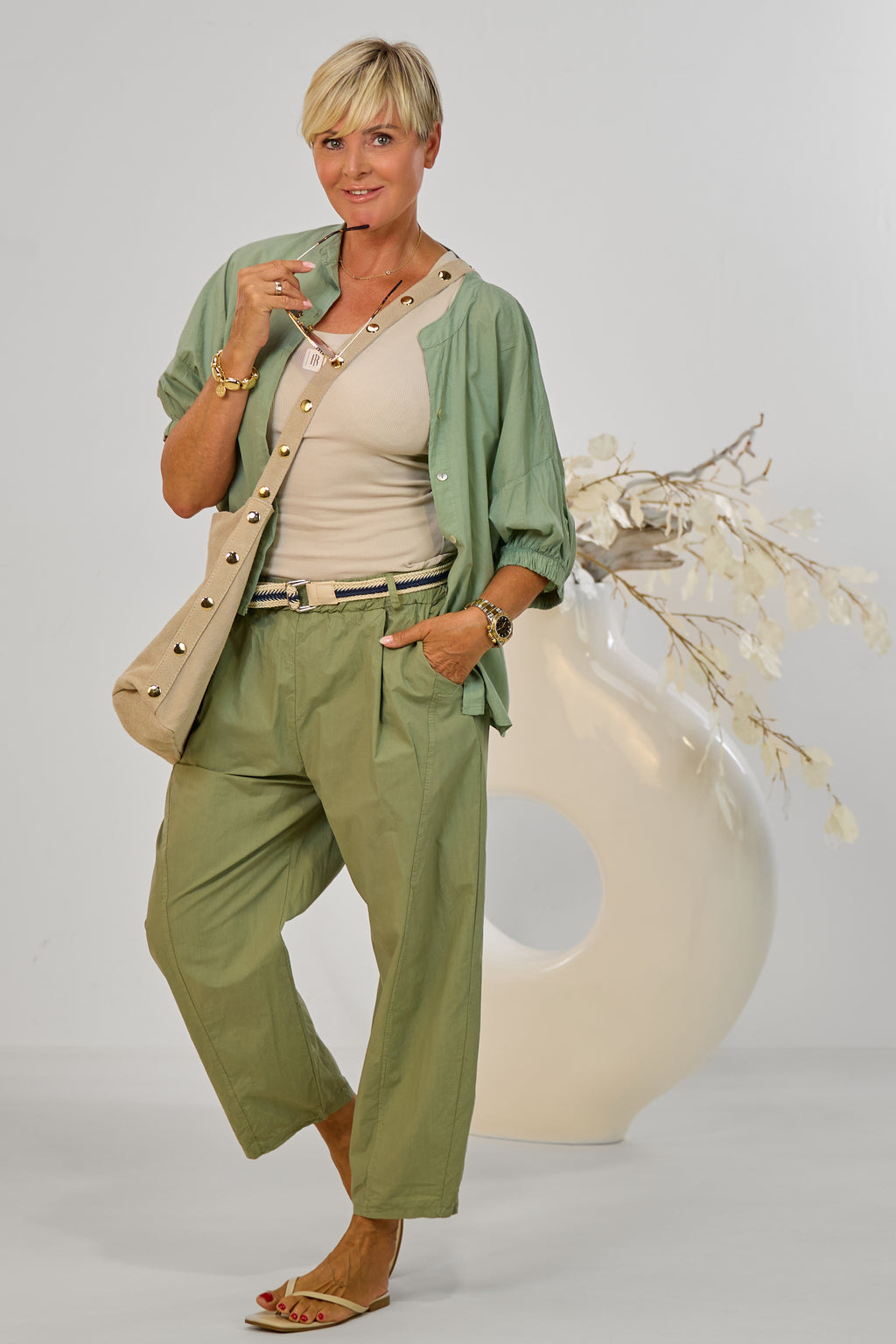 Leichte Hose im Balloon-Style, khaki