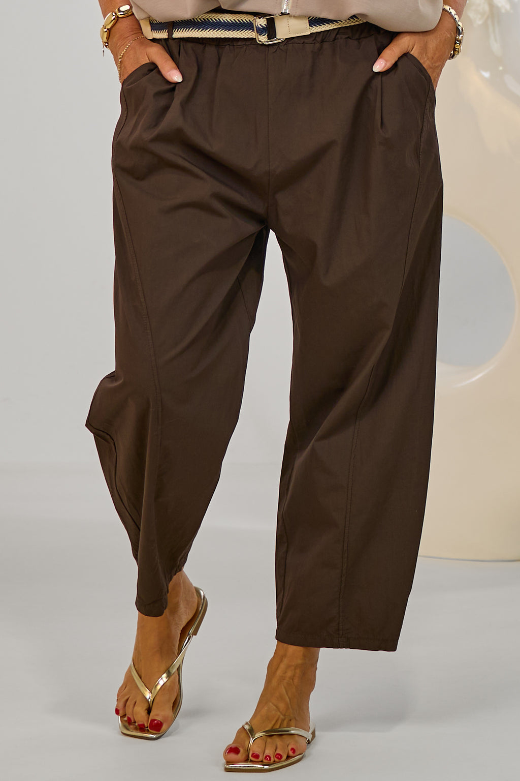 Leichte Hose im Balloon-Style, schokobraun