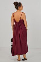 Langes Maxi-Kleid mit Spaghetti-Trägern, bordeaux