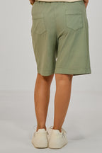 Shorts mit geblümtem Stoffgürtel, khaki