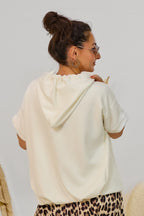Cozy kurzarm Hoodie im Balloon-Style, ecru
