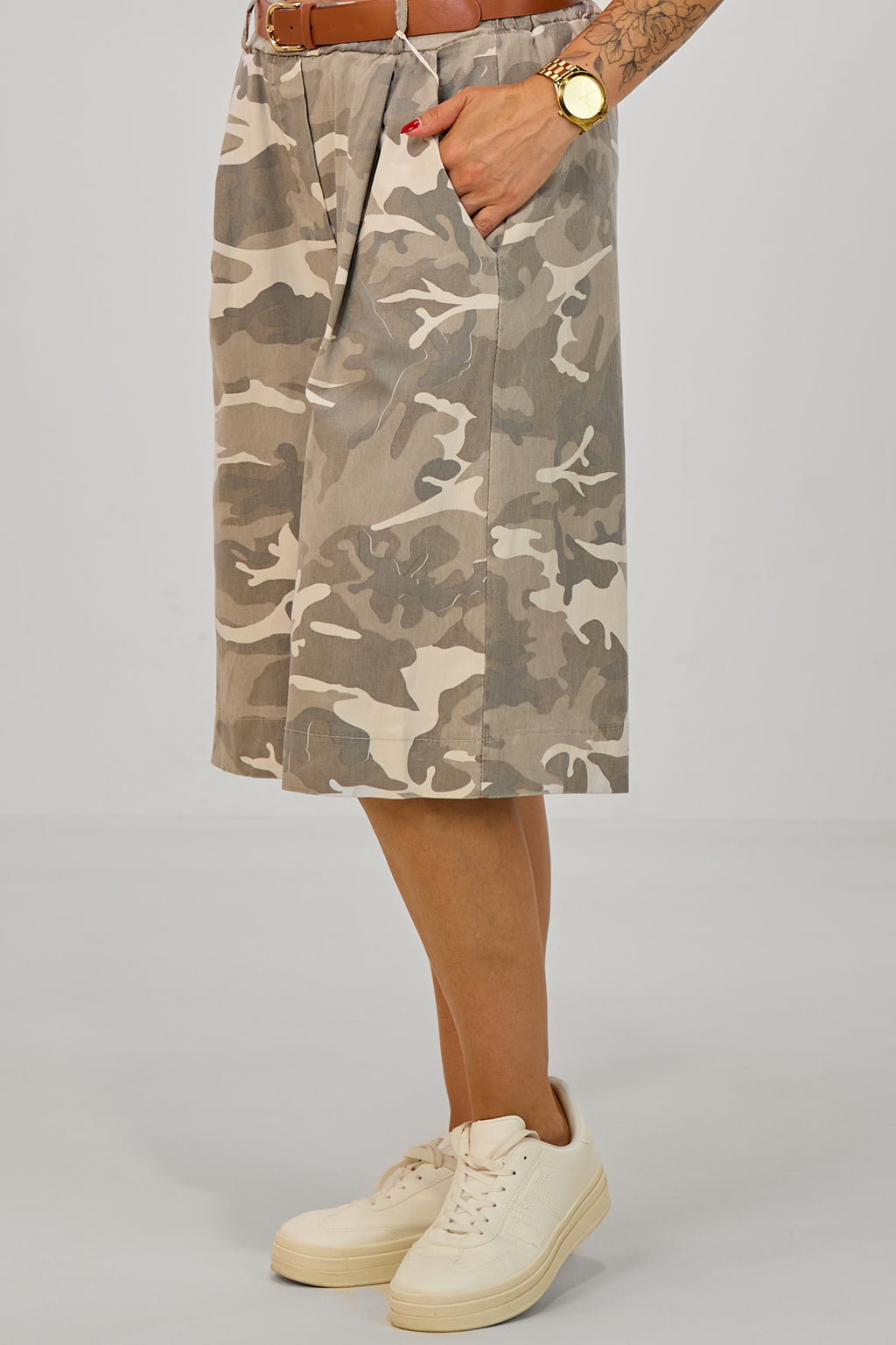 Bermuda-Hose, grau-camouflage