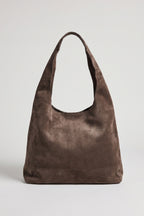 Tasche in Veloursleder-Optik, taupe