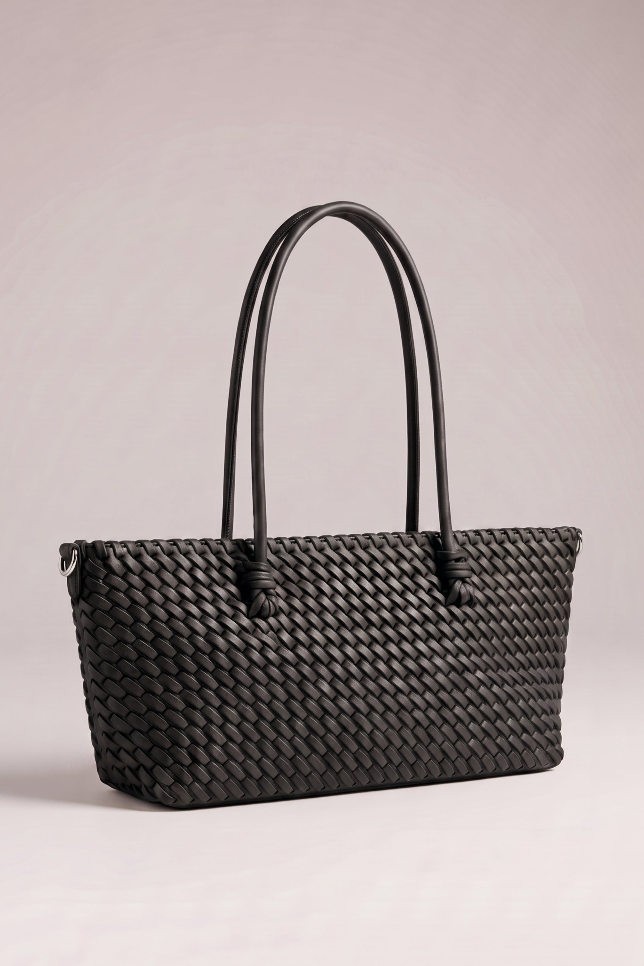 Flecht-Tasche im Baguette Style, schwarz