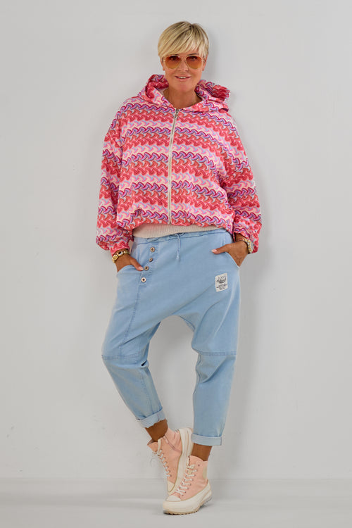 Baggy Jeans mit Ziernähten, hell denim blau