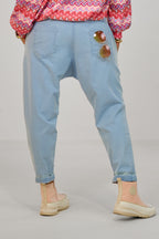 Baggy Jeans mit Ziernähten, hell denim blau