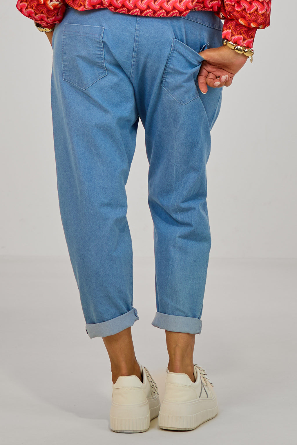 Baggy Jeans mit Ziernähten, denim blau