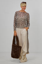 sportliche Hose mit seitlichen Streifen, creme