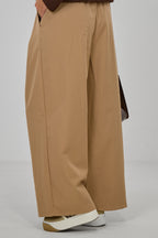 Hose mit breiten Falten am Bund, taupe