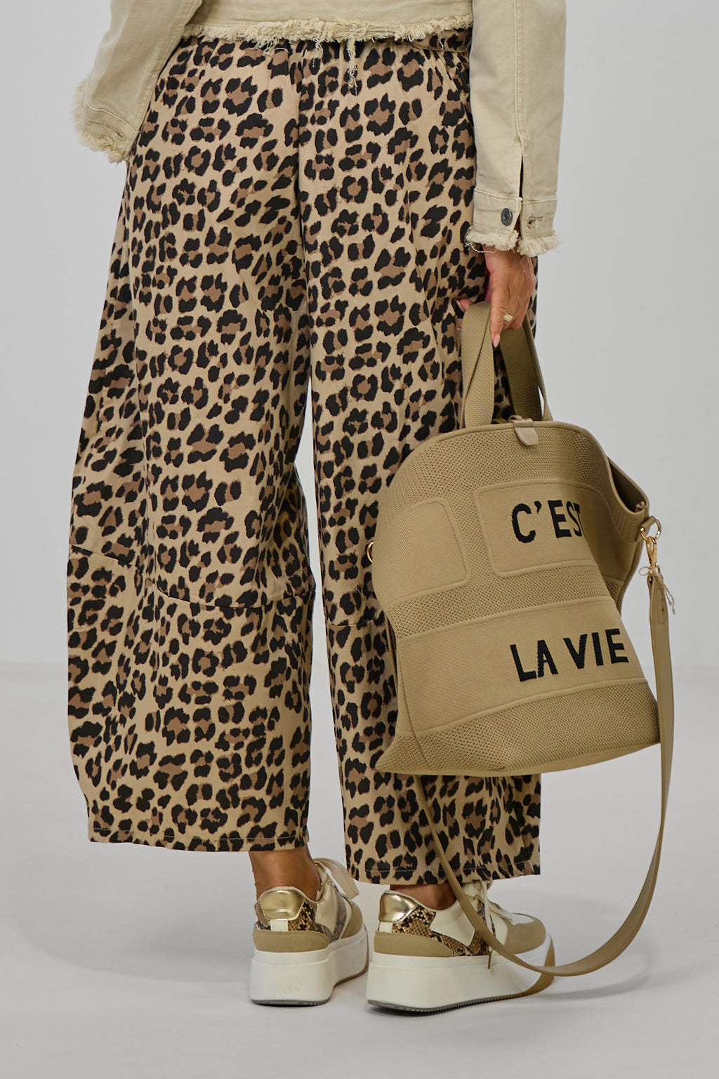 Leichte Hose im Bottle-Style, leo-beige