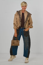Blouson mit abnehmbarer Leo-Kapuze, taupe