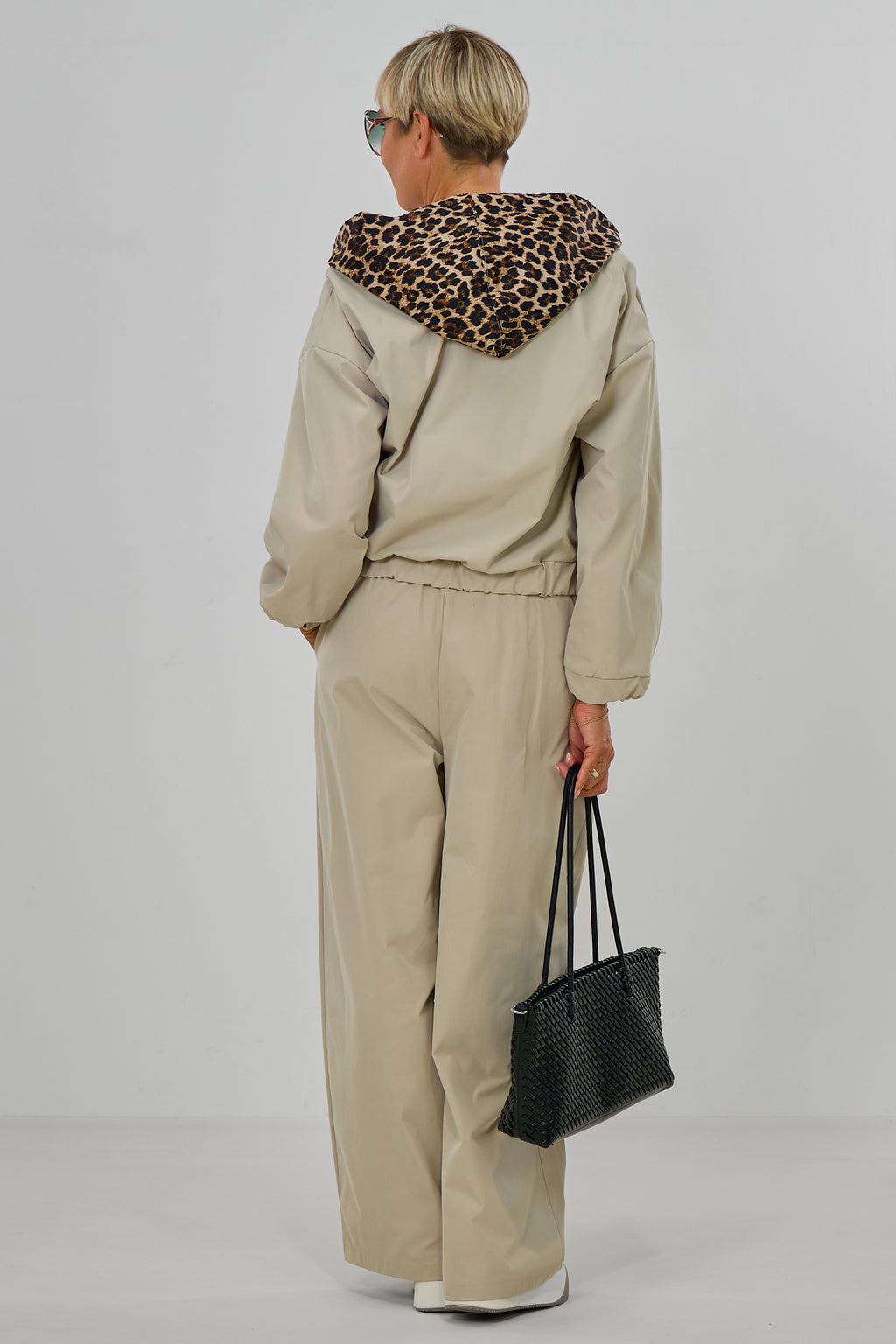 Blouson mit abnehmbarer Leo-Kapuze, beige