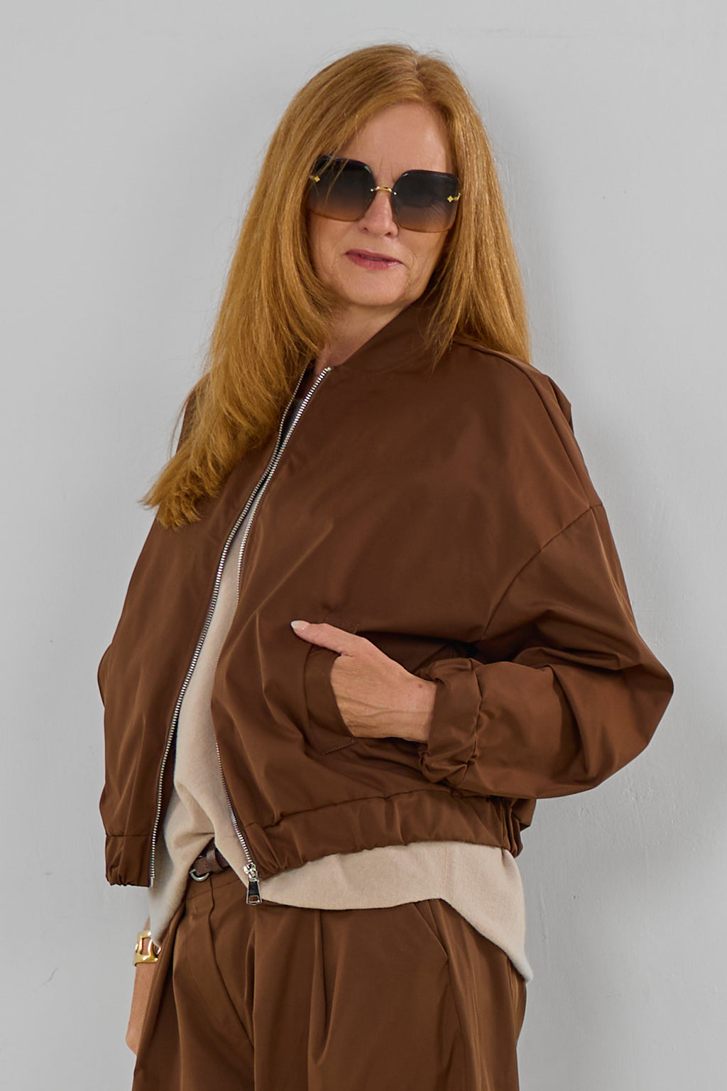 Blouson mit abnehmbarer Leo-Kapuze, braun